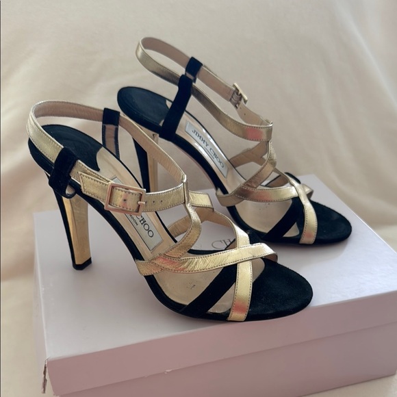 Jimmy Choo Black and Gold Women's Heels